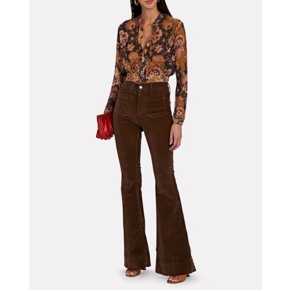 Veronica Beard Pants - Veronica Beard Sheridan Bell Bottom Flare Corduroy Pants in Brown Size 25